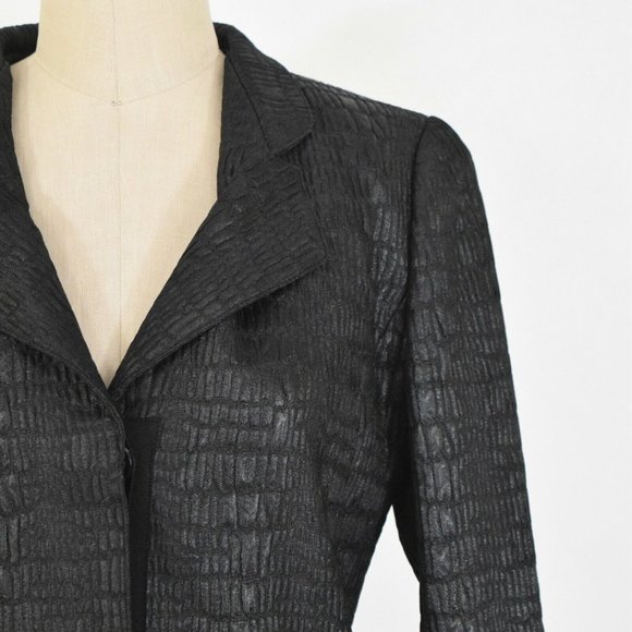Elie Tahari Metallic Black Jacquard Blazer - Picture 2 of 8